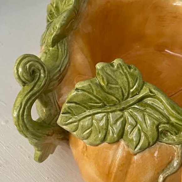 Pumpkin Ceramic Glaze Pumpkin With Leaf Bowl Fall/Autumn Decor - Picture 5 of 8